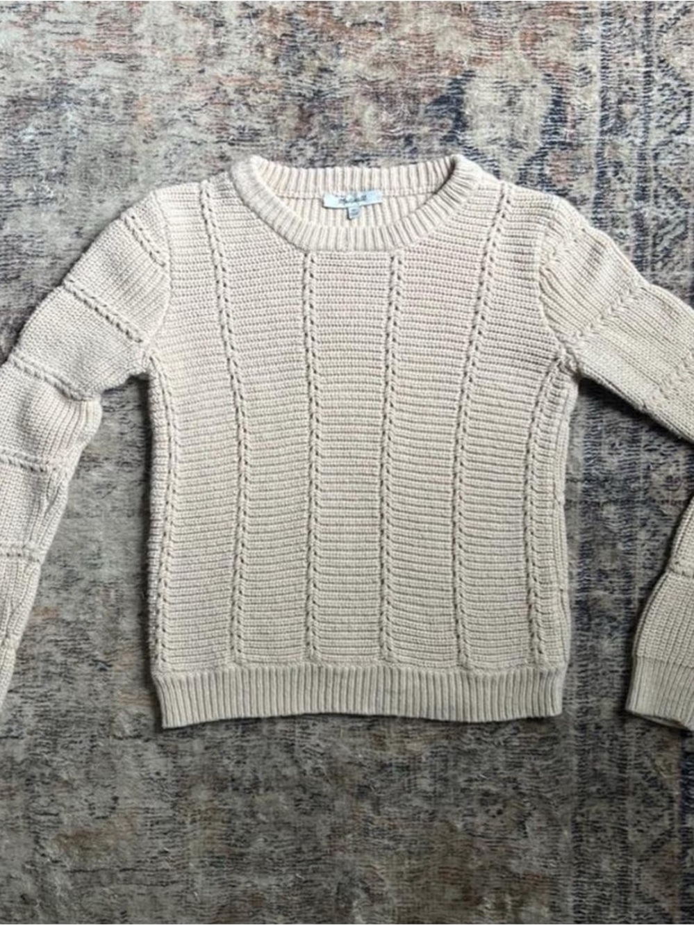 Madewell Cream Cable Ribbed Crewneck Sweater XS